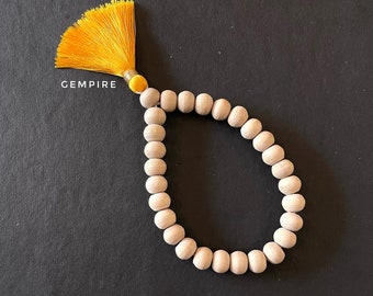 Pulseira Tulsi de 10-11 mm, 27+1 contas de oração Tulasi para pulso, Rosário Japa Krishna da Índia