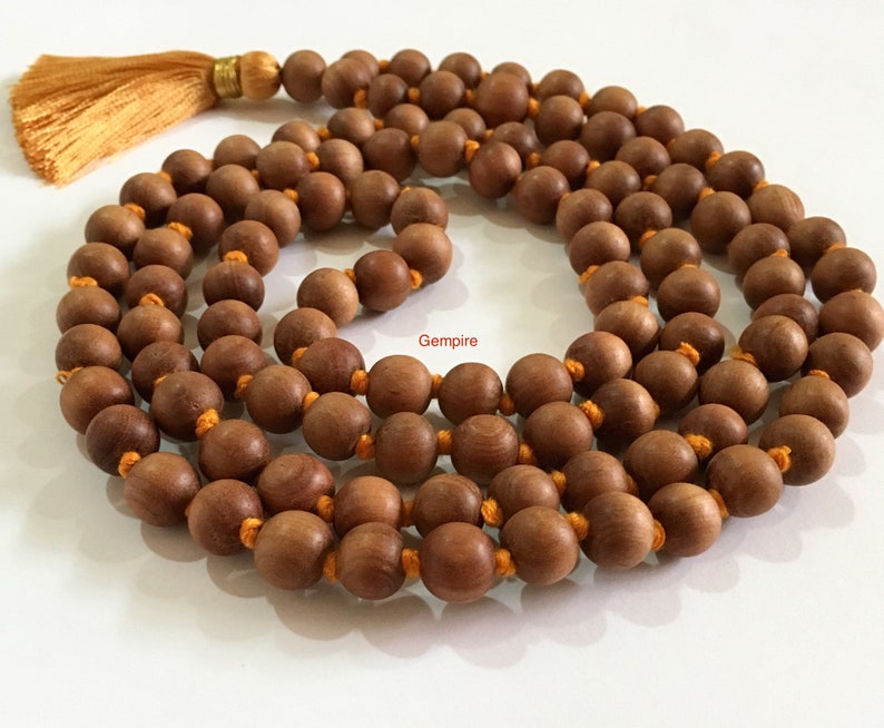 Sandalwood Mala Necklace 10 mm knotted 108 Sandalwood rosary Hindu meditation necklace buddhist Tibetan 108 Prayer Mala Wood Mens Necklace