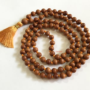 Sandalwood Mala 9 mm 108+1 knotted Sandalwood Necklace, Prayer Beads Mala Necklace, Women Men Mala, Hindu meditation rosary buddhist Tibetan