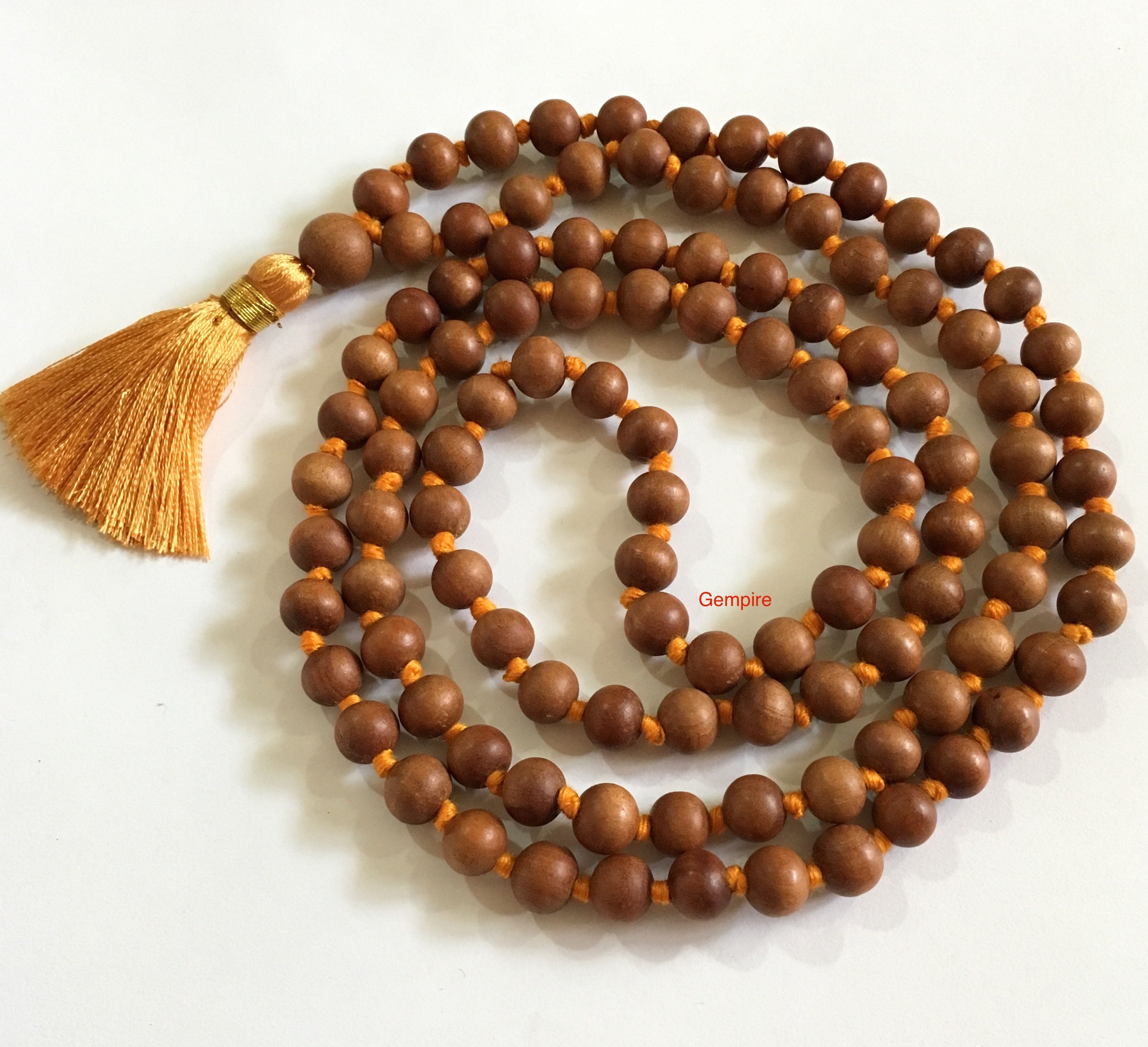 108 Sandalwood Mala 9 Mm Sandalwood Necklace Knotted Prayer - Etsy