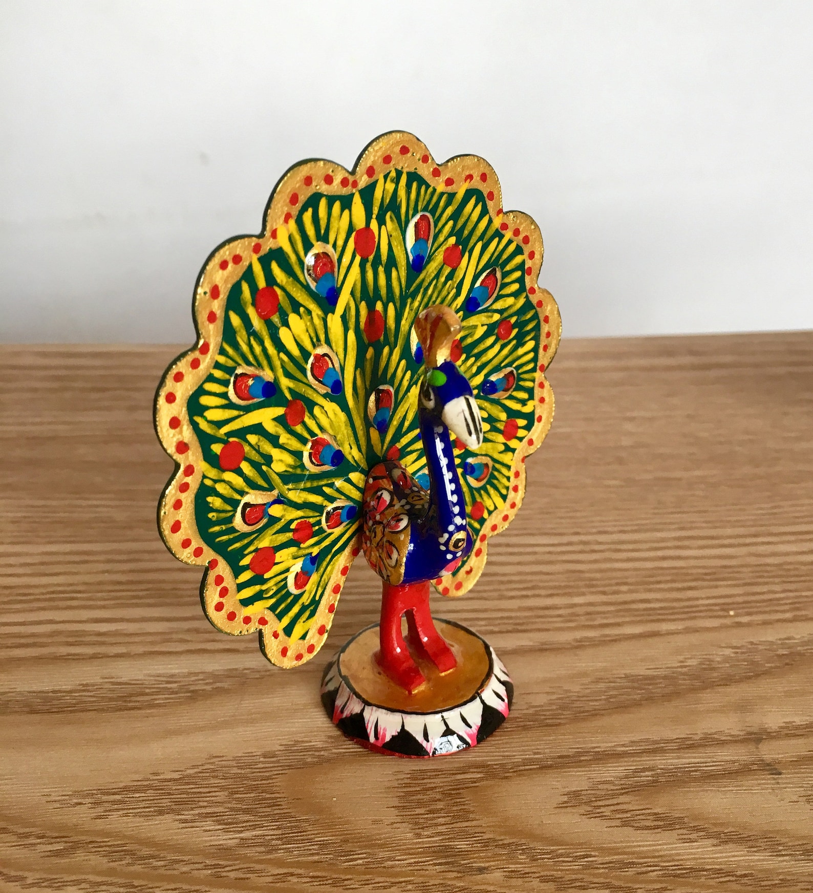 Peacock Figurine Enamelled Peacock Statue Home Decor Display Etsy