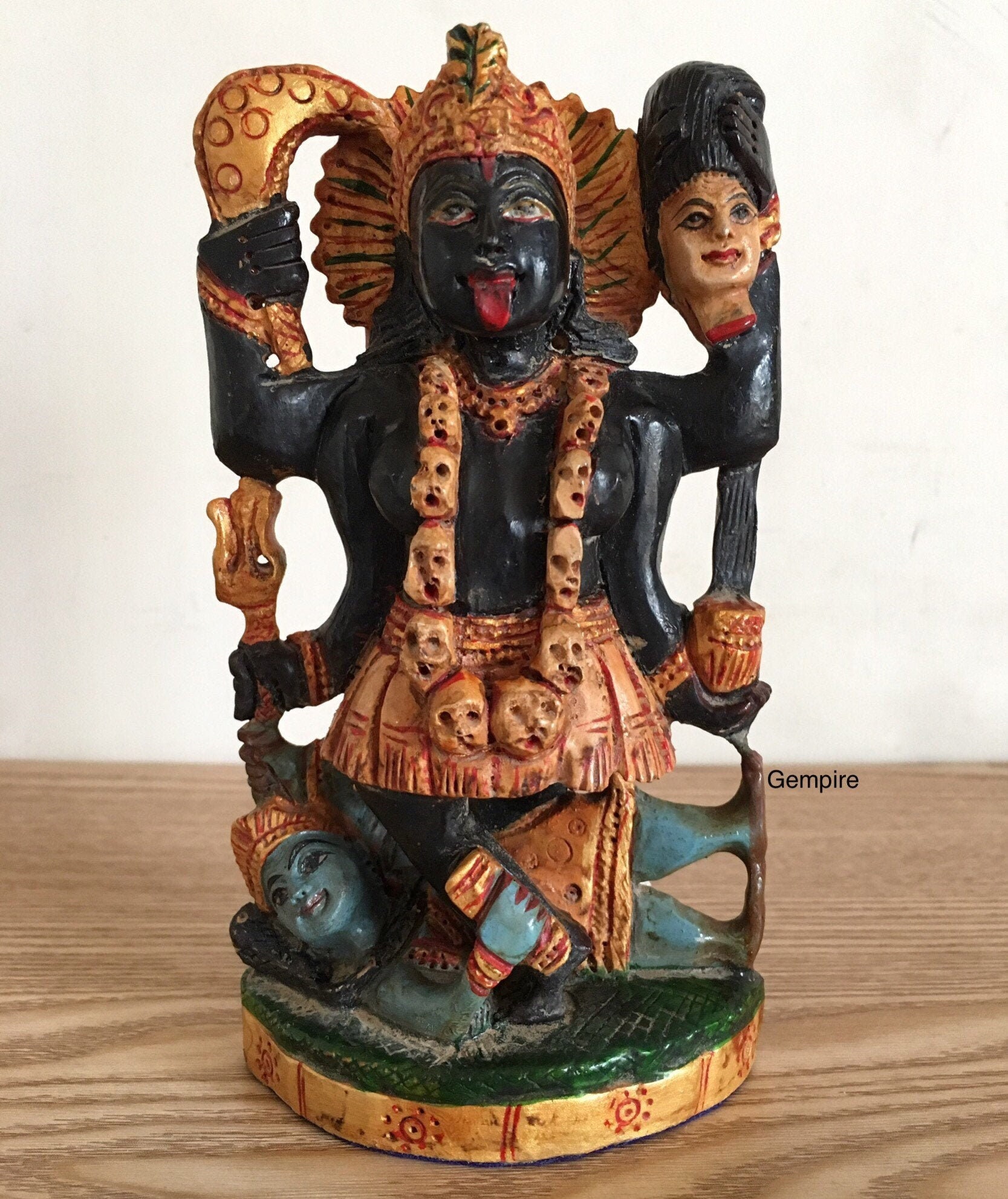 Kali Statue 8 Wood Hindu Deity Statue India Goddess Kaali Idol