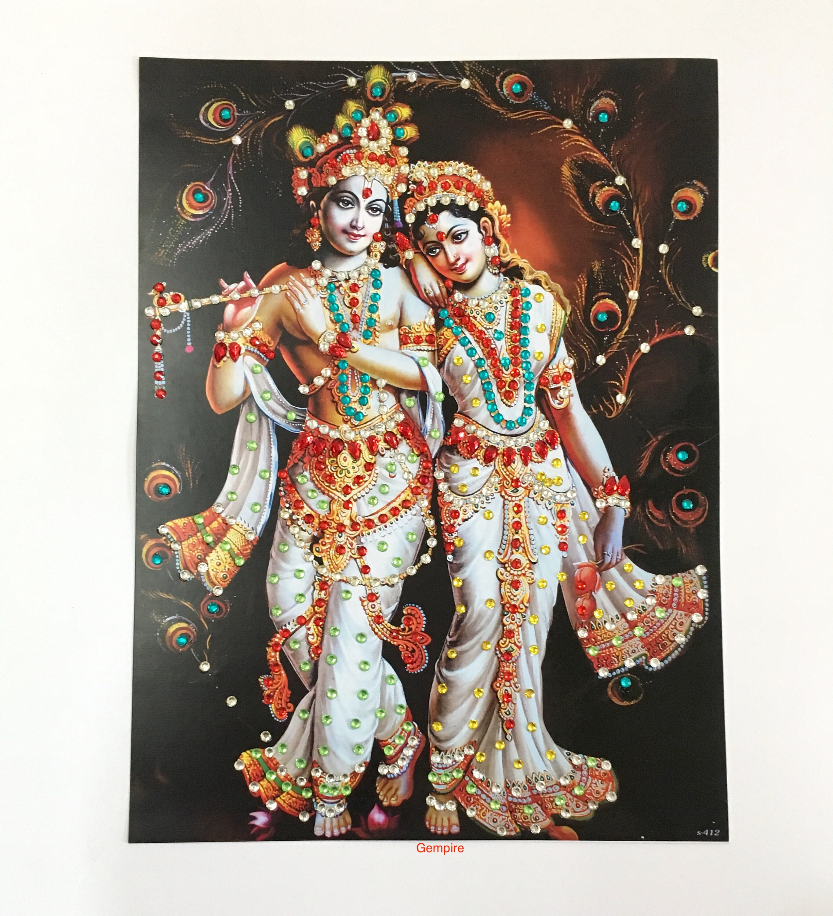 Radha Krishna Poster Decorated with Rhinestones 11.7 x Etsy