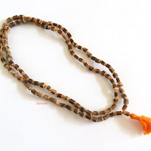 Tulsi mala geknoopt 108+1 tulesi mala, 108 gebedsmala kralen, tule japa mala, India hindoe mala, ruw rustiek hout mala, meditatie yoga mala