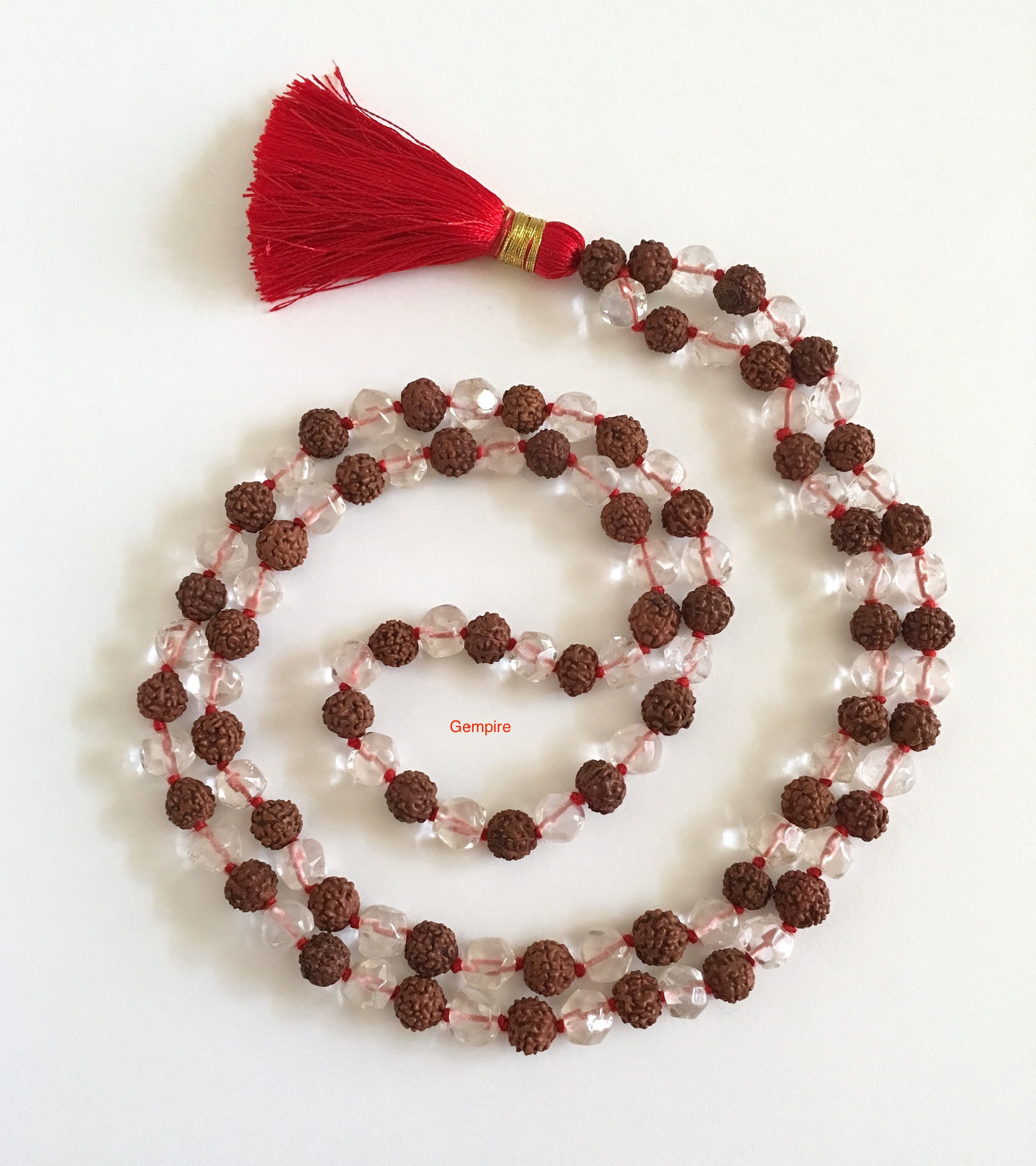 RUDRAKSHA & CHAKRA Crystal Necklace, Mala - Handmade Jewelry, Beaded N –  Throwin Stones
