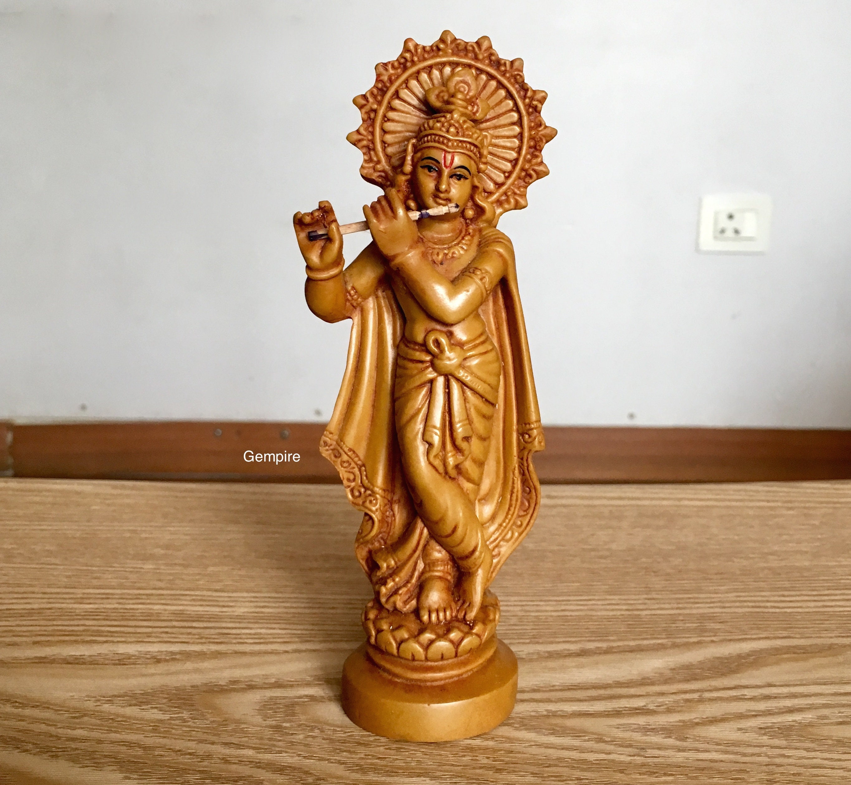 11 Pulgadas eSplanade Escultura de la Estatua de Krishna Murti Idol de Dios Tallada a Mano