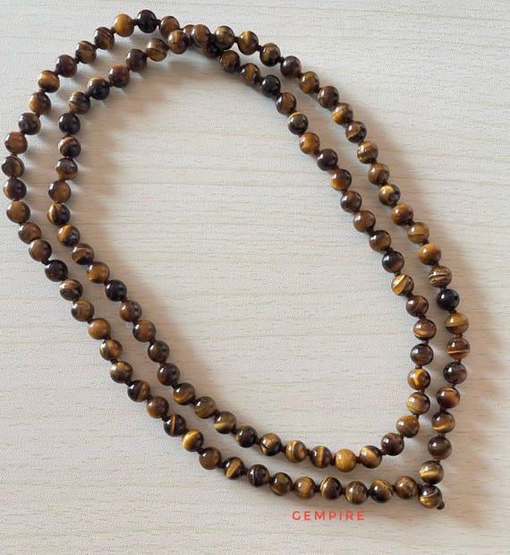 108 Tigers Eye Mala Necklace 8-9 mm Knotted Tigers Eye Necklace, Gemstone  Japa Mala Beads, Protection Necklace, Buddhist Mens Necklace Yoga