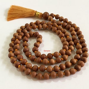 Sandalwood Mala 6 mm 108 Sandalwood knotted rosary, Kids Prayer Beads Mala Necklace Wood Bead Mala, Hindu meditation Mala Buddhist Tibetan image 6