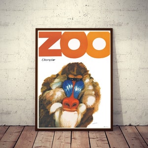 ZOO Chorzow Mandrill Polish Vintage Poster grossartiges M. Mossiski Kunstwerk Limited Edition 1967/2019