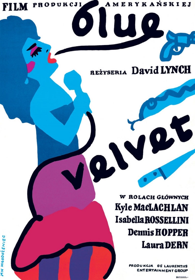 Polish Movie Poster BLUE VELVET Polish 26.7x38.5 '87 directed by David Lynch, Isabella Rossellini, different Mlodozeniec art image 2