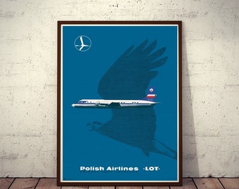 Polish Advertising Poster LOT Polish Airlines Limited Edition 1961/2016