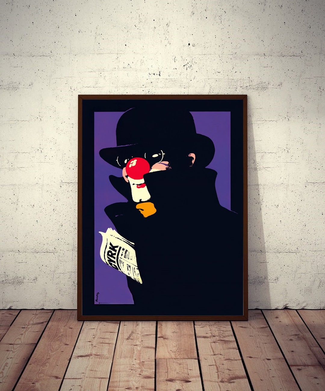 Polish Circus Poster SPY CLOWN I Clown With Newspaper CYRK Limited