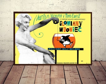 Polish Movie Poster SEVEN YEAR ITCH Marilyn Monroe with fishbowl cool Hibner art. Limited Edition 1961/2021!