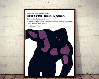 King Kong Escapes Polish Poster Toho, Honda, different big ape art by Marek Mosinski! Limited edition 1968/2019!