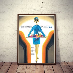 Cartel de la publicidad polaca Mejor servicio en LOT! Edición Limitada de Polish Airlines 1966/2017