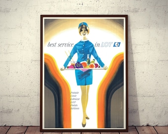 Polish Advertising Poster Best service in LOT! Polish Airlines Limited Edition 1966/2017