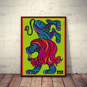 Póster de circo polaco CYRK Lion 38x27 Edición limitada 1971/2022 Obra de Hilscher. NUEVO
