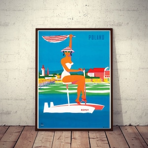 Polish Tourist Poster Sopot Poland Polska Art Deco Style Limited Edition 1963/2019