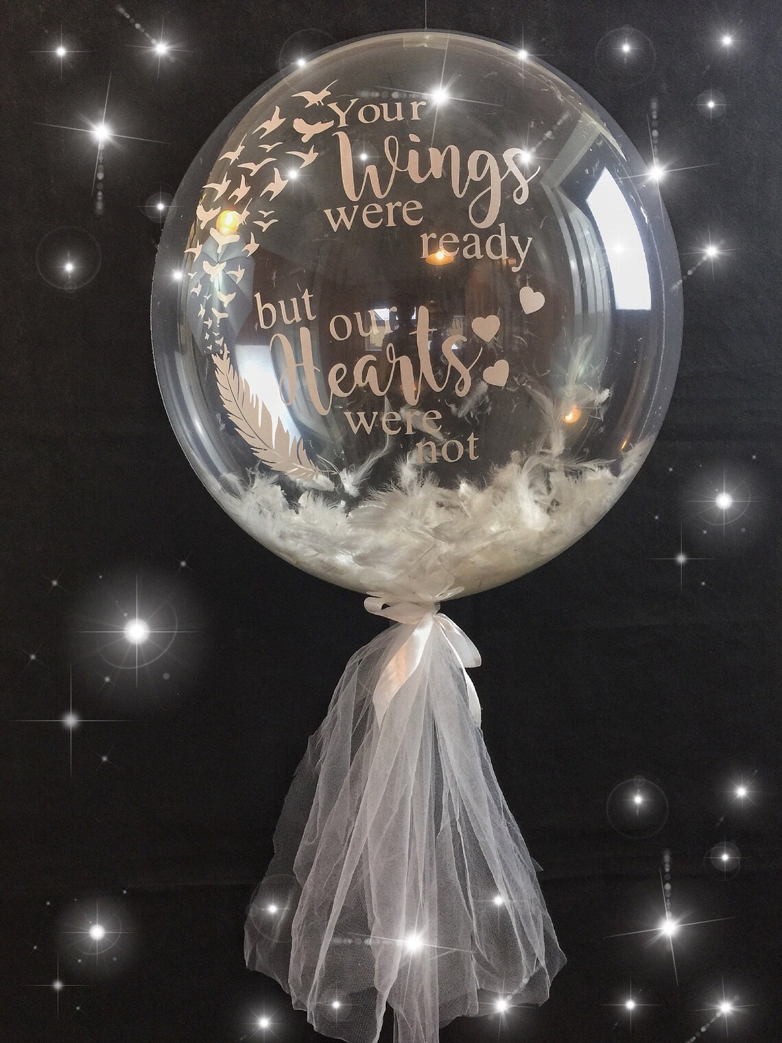 Memorial white feather balloon in a box/customised remembrance Etsy