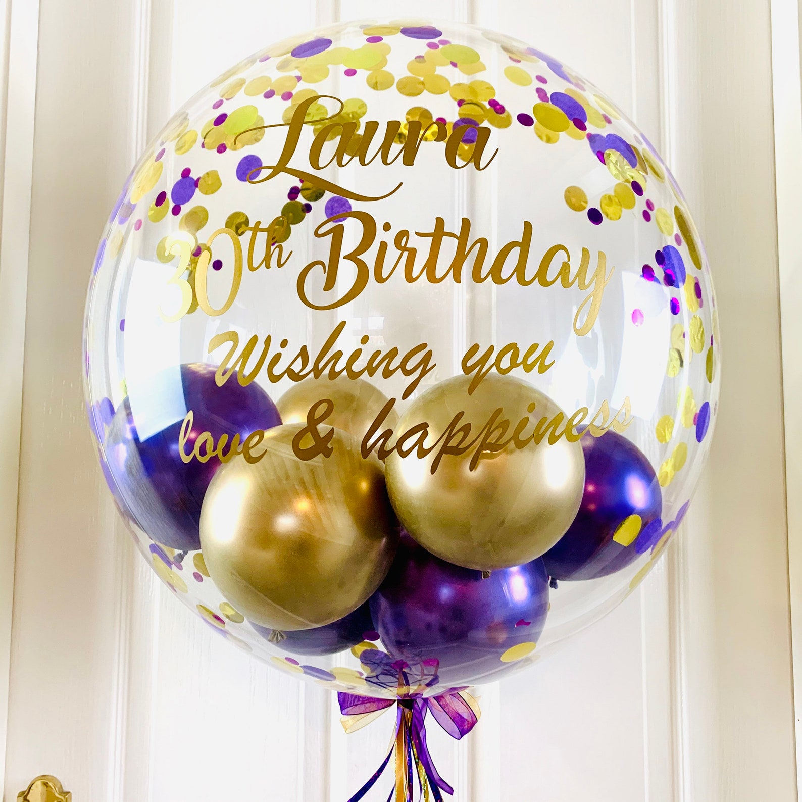 Personalised Birthday Balloon/purple and Gold Balloon/helium Etsy