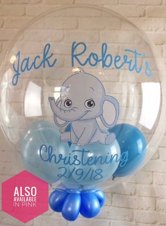 CHRISTENING BOY BABY FOIL PARTY TABLE CENTREPIECE BALLOON DISPLAY