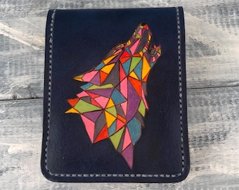 Cartera compacta con imagen de lobo