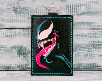 Portatarjetas de identificación de cuero Venom