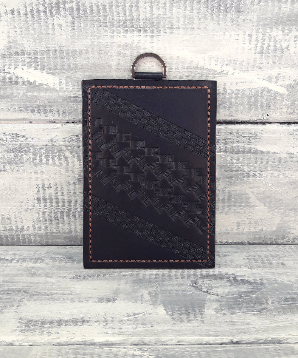 Vertical Leather ID Badge Holder/ Leather ID Holder/holder 