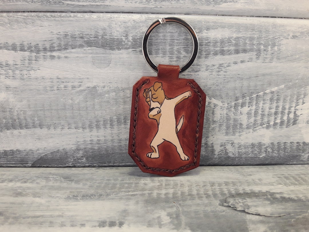 Jack Russell Leather Keychain Handmade Leather Keychain Etsy