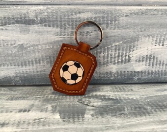 Leather keychain,  football, Handmade leather keychain, ball, Leather gift, Leather keychain, stylish keychain