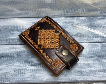 Cartera de piel de serpiente repujada hecha a mano: portadocumentos minimalista