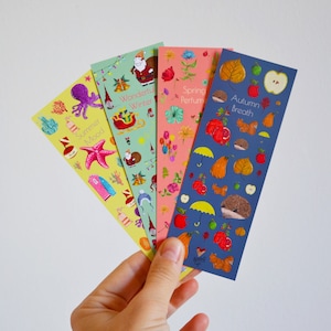 Pocket size BOOKMARKS | THE &quot;4 SEASONS&quot; collectible | 14.8 x 5.2 cm | Soft Touch | Autumn Spring Summer Winter