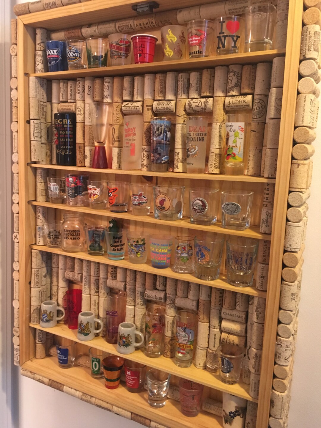 Cork Shot Glass Case Handmade Cork All Pine Wood Shot Glass Etsy