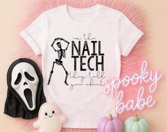 Spooky Nail Tech Skeleton PNG: Halloween Shirt Design (Digital Download