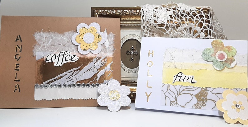 Birthday or Graduation Personalized Mother/'s Day Collage Calligraphy Card Set of 4 Handcrafted