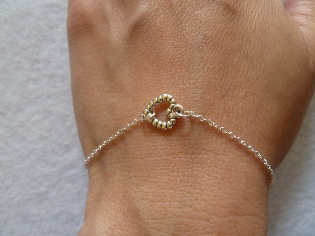 Silver Bracelet With a Heart - Etsy