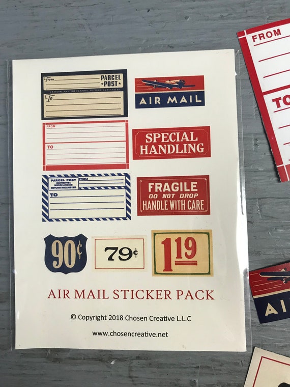 Handle With Care Air Mail Sticker Pack Etsy