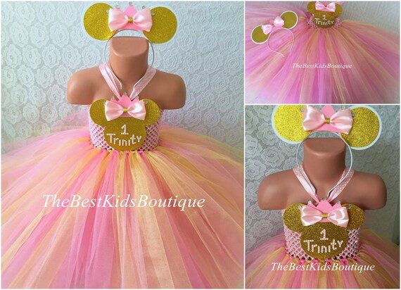 pink and gold minnie mouse tutu dress