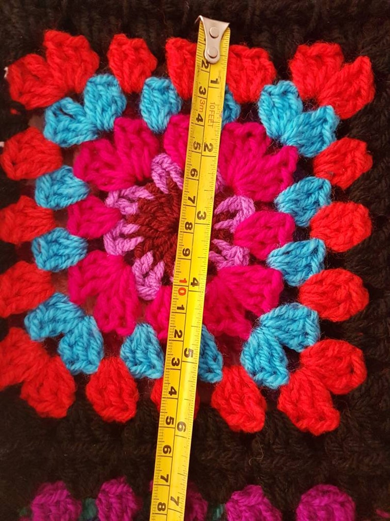 Afghan XL Crochet Granny Square Blanket Retro Shabby Chic Hipster Throw BRAND NEW Hand Made One of a kind Vintage Classic Style Colourful