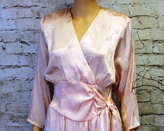 Pink Silk Faux Wrap Dress - Size 4