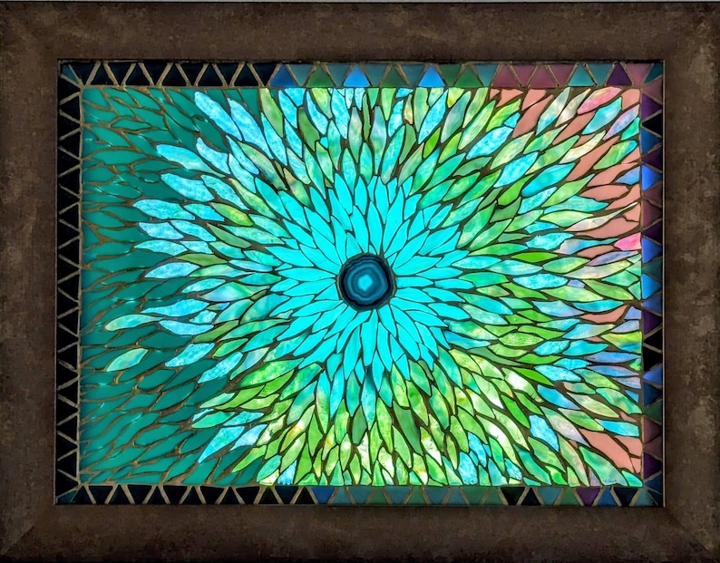 Strawflower Stained Glass Mosaic Art Illumosaic Lighted Wall Hanging - Etsy