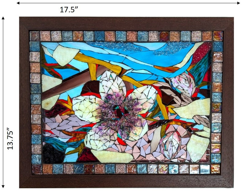 Cherry Blossom Stained Glass Mosaic Art Illumosaic Lighted Wall Hanging ...