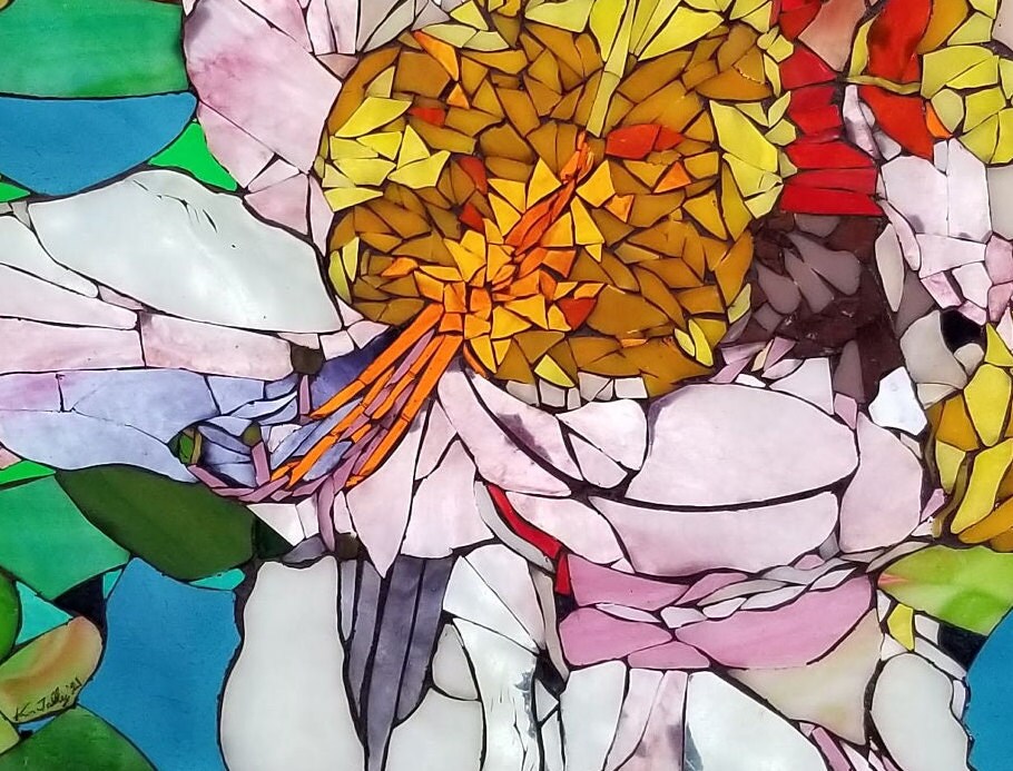 Rhododendrons Stained Glass Mosaic Art Illumosaic Lighted Wall Hanging ...