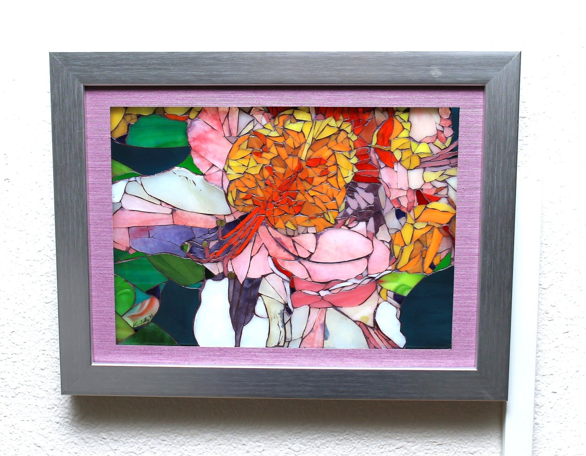 Rhododendrons Stained Glass Mosaic Art Illumosaic Lighted Wall Hanging ...