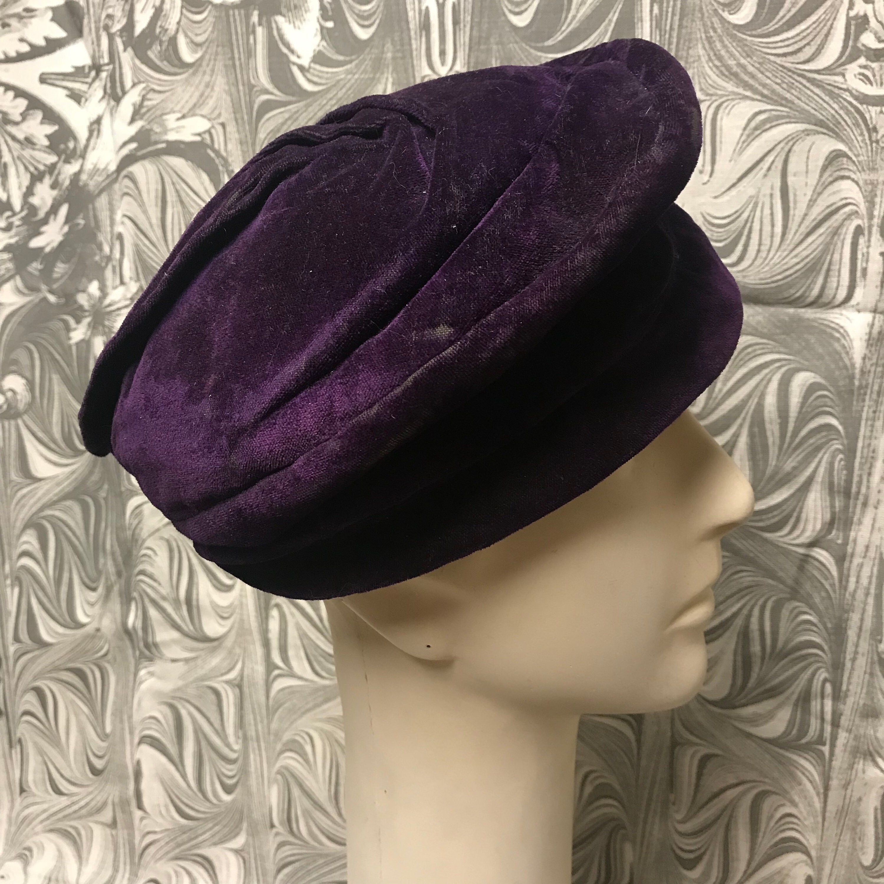 Dramatic Purple Velvet Hat 1930's the 