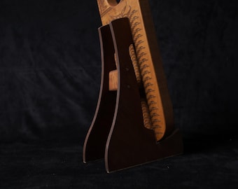 Handcrafted Wooden Lyre Stand: Universal Design, Custom Finish