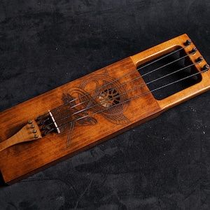 Sigurd and Fafnir Tagelharpa: Bowed Maple Lyre with Horsehair Strings