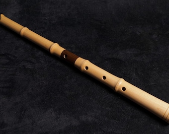 Maple Shakuhachi Flute with Ebony Mouthpiece - Japanese Musical Instrument