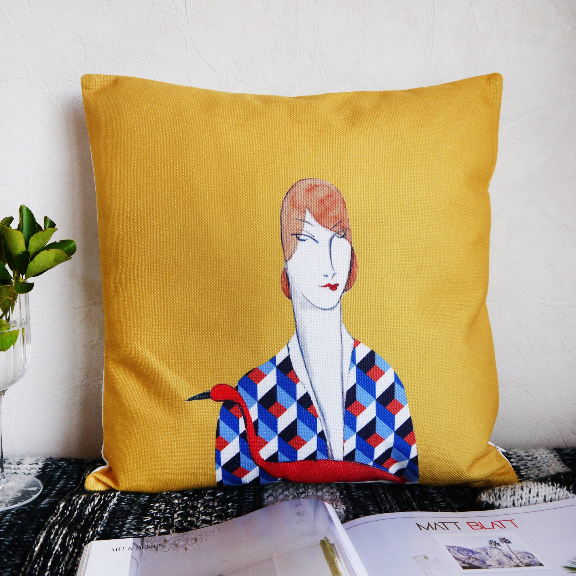 Housse de Coussin Art Deco, Coussins Décoratifs, Deco Salon, Coussin Artistique, Design Qualité