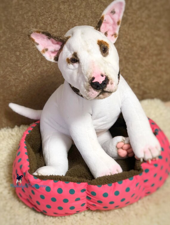 Realiste Jouet Bull Terrier Chiot Chien 161 Po 41 Cm Fait Etsy